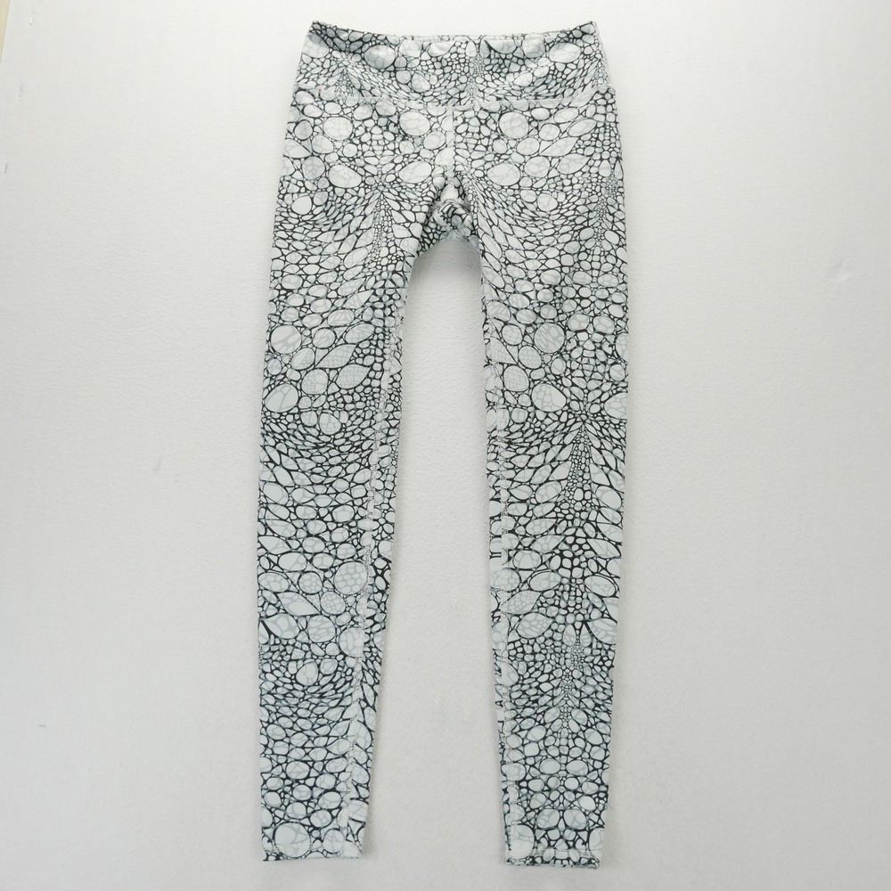 Alo Yoga Airbrush Leggings Iguana Black White Bubble Pebble Print Geometric S